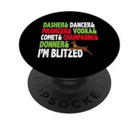 Dasher Dancer, Vodka, champán, Im Blitzed, Divertida Navidad PopSockets PopGrip Adhesivo