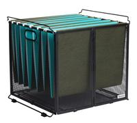 Dasher Products Organizador de documentos colgante tamaño A4, contenedor de carpeta de archivos suspendida, caja de malla de metal negro, soporte para documentos, organizador portátil colgante