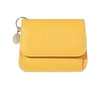 DASHIELL Cartera pequeña de piel sintética para mujer, hecha a mano, portátil, para tarjetas de crédito, billetes plegados, Amarillo, Refer to description, Unisex