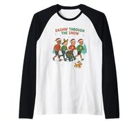 Dashin 'a través de la Nieve Divertido Correr Corredores Jog Park Amigos Camiseta Manga Raglan