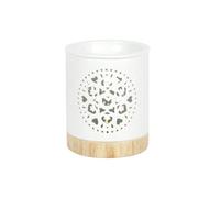 Dashing - Quemador de Aceite de cerámica Blanca Manadala Recortado - 11,5 cm x 10,5 cm (1 Unidad) - Diseño majestuoso, Material de Primera Calidad - Ideal para decoración del hogar y la Oficina
