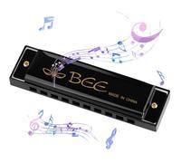 DASHUAIGE Armónica Blues en C, 10 agujeros, 20 tonos, armónica azul, órgano de boca, llave de regalo musical perfecto para niños, adultos, principiantes e intérpretes (negro)