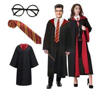 DASIAUTOEM Bata de mago Gryffindor, capa de Slytherin, con corbata y gafas, robe mágico para carnaval y cosplay, disfraz de fiesta para adultos