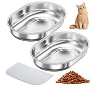 DASIAUTOEM Cuencos de acero inoxidable para microchip automático, 2 cuencos para gatos de acero inoxidable 304, ancho del cuenco de 18 cm, fácil de limpiar, para alimentos húmedos y secos, mantener