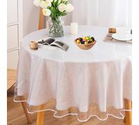 DASIAUTOEM Mantel transparente redondo, transparente, lámina de PVC resistente a la grasa, protector de mesa, redondo, transparente, diámetro 122 cm