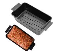 DASIAUTOEM Molde para pastel de carne con bandeja de drenaje, antiadherente premium, antiadherente, molde para carne con bandeja de desagüe para horno, pan y asado de carne, color negro