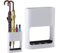 DASIAUTOEM Paragüero blanco, soporte para paraguas, 4 ranuras con bandeja de goteo extraíble, estante de almacenamiento para entrada, paragüero para paraguas largos/cortos, soporte para paraguas