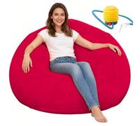 DASIAUTOEM Puf hinchable con bomba de aire, puf para videojuegos, para adultos, niños, para salón, habitación infantil, interior y exterior (rojo)