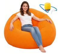 DASIAUTOEM Puf hinchable con bomba de aire, puf para videojuegos, para adultos, niños, para salón, habitación infantil, interior y exterior (naranja)