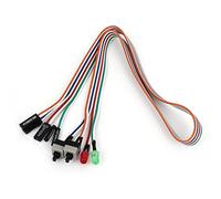 Dasing Carcasa de ordenador con luz LED roja y verde, ATX, fuente de alimentación, interruptor HDD, cable de 20 pulgadas