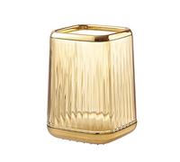 DASITON Organizador de Brochas de Maquillaje,Taza de Maquillaje con Diseño a Rayas para Baño,Soporte para Brochas de Maquillaje para Tocador,Soporte para Lápices de Escritorio(Ambar)