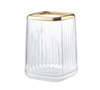 DASITON Organizador de Brochas de Maquillaje,Taza de Maquillaje con Diseño a Rayas para Baño,Soporte para Brochas de Cosmético para Tocador,Soporte para Lápices de Escritorio(Transparente)