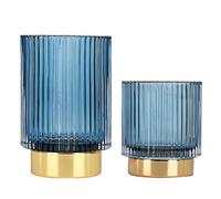 DASITON Organizador de Maquillaje,Organizador de Brochas de Maquillaje,Porta Brochas Maquillaje de Cristal,Organizador de Cosméticos,Almacenamiento de Cosméticos para Tocador,Baño,Dormitorio(Azúl SL)