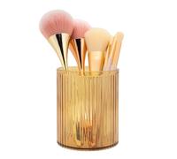 DASITON Soporte para brochas de maquillaje de gran capacidad, vaso acrílico para brochas de maquillaje, soporte para brochas de maquillaje vintage a rayas para tocador, encimera de baño, soportes para