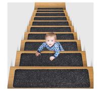 DASJKDI 10 Alfombrillas for escaleras, sin Pegamento, Autoadhesivas, Antideslizantes, con Diferentes Patrones y absorción de Agua. para escaleras Interiores
