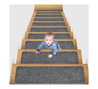 DASJKDI 10 Alfombrillas for escaleras, sin Pegamento, Autoadhesivas, Antideslizantes, con Diferentes Patrones y absorción de Agua. para escaleras Interiores