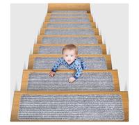 DASJKDI 10 Alfombrillas for escaleras, sin Pegamento, Autoadhesivas, Antideslizantes, con Diferentes Patrones y absorción de Agua. para escaleras Interiores