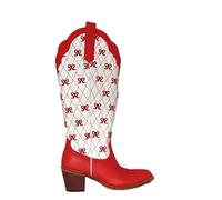 DASJKDI Botas vaqueras blancas hasta la rodilla con lazo for mujer, cómodas y de talla grande para Fiesta y(SH240901C,43)