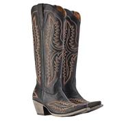 DASJKDI Botas Vaqueras For Mujer, Hasta La Rodilla, Pantorrilla Media, Estilo Vintage, Western, Zapatos Casuales De Tacón Bloque For para Fiesta y(Black brown line,41)