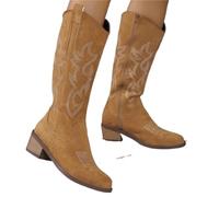 DASJKDI Botas vaqueras hasta la rodilla for mujer, zapatos de tacón medio for caminar, botas gruesas con cremallera a moda, altas punk para Fiesta y(Brown,41)