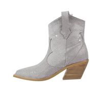 DASJKDI Botines de mujer con tacones gruesos, cómodos, a la moda, for fiestas, tallas grandes, estilo vaquera occidental para Fiesta y(Color4,9)