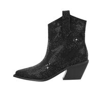 DASJKDI Botines de mujer con tacones gruesos, cómodos, a la moda, for fiestas, tallas grandes, estilo vaquera occidental para Fiesta y(Color2,5)