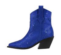 DASJKDI Botines de mujer con tacones gruesos, cómodos, a la moda, for fiestas, tallas grandes, estilo vaquera occidental para Fiesta y(Color3,11)