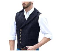 DASJKDI Chaleco de espiga for hombre, con solapa, un solo pecho, estilo punk, ajustado, informal, for negocios y exteriores para Novios de Boda, Boda Fiesta Negocio(Blue,XXXL)