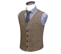 DASJKDI Chaleco de espiga for hombre, liso, un solo botón, for boda, negocios, informal, conjunto trabajo para Novios de Boda, Boda Fiesta Negocio(Khaki,L)