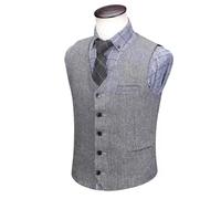 DASJKDI Chaleco de espiga for hombre, liso, un solo botón, for boda, negocios, informal, conjunto trabajo para Novios de Boda, Boda Fiesta Negocio(Grey,L)