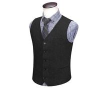 DASJKDI Chaleco de espiga for hombre, liso, un solo botón, for boda, negocios, informal, conjunto trabajo para Novios de Boda, Boda Fiesta Negocio(Black,XXL)