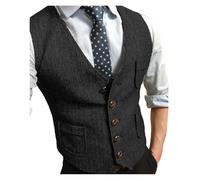 DASJKDI Chaleco liso con bolsillo for banquete, boda, negocios, trabajo, conjunto formal para Novios de Boda, Boda Fiesta Negocio(Black,S)