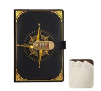 DASJKDI Diario Libreta de contraseñas retro A5 con candado, libreta diario, cuaderno creativo, brújula viajero, libro mano, bloc notas for estudiantes, papelería for tomar secretas(Black)