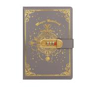 DASJKDI Diario Libreta de PU con contraseña, 100 hojas/200 páginas, dos estilos, dorado/plateado, material estudio, papelería, oficina(Grey)