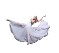 DASJKDI Falda larga for mujer, vestido de danza del vientre, gasa, for ballet, con gran movimiento, falda 720 grados, disfraz baile(White 720 Degree,95cm)