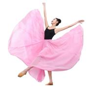 DASJKDI Falda larga for mujer, vestido de danza del vientre, gasa, for ballet, con gran movimiento, falda 720 grados, disfraz baile(Pink 360 Degree,80cm)