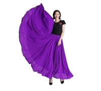 DASJKDI Faldas largas de danza del vientre 720 grados for mujer, for práctica bailarina, color morado y dorado sólido(Deep Purple,Skirt Length 95cm)