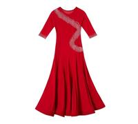 DASJKDI Vestido de Baile Moderno, Ropa salón estándar, Faldas largas for Mujer, práctica, vals, Tango, cóctel, Chicas, graduación(Red,L)