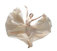 DASJKDI Vestido de danza clásica 720 grados con gran movimiento, falda gasa, vestido Xinjiang rojo brillante, cuadrado largo(Nude,100cm)