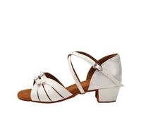 DASJKDI Zapatos de baile for niñas y mujeres, sandalias latinas for salón, zapatos tango moderno, práctica salsa con tacones bajos para Mujer Salsa Tango Moderna Bachata(3.5cm White,38 (24cm))