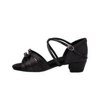 DASJKDI Zapatos de baile for niñas y mujeres, sandalias latinas for salón, zapatos tango moderno, práctica salsa con tacones bajos para Mujer Salsa Tango Moderna Bachata(3.5cm Black,26 (18cm))