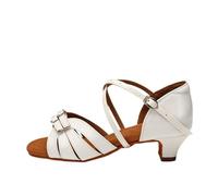 DASJKDI Zapatos de baile for niñas y mujeres, sandalias latinas for salón, zapatos tango modernos for practicar salsa para Mujer Salsa Tango Moderna Bachata(4.5cm White,36 (23cm))