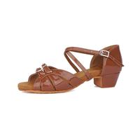 DASJKDI Zapatos de baile for niñas y mujeres, zapatos latino for damas, salón moderno tango, actuación con hebilla diamantes imitación para Mujer Salsa Tango Moderna Bachata(Dark Brown A,26 (18cm))
