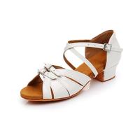DASJKDI Zapatos de baile for niñas y mujeres, zapatos latino for damas, salón moderno tango, actuación con hebilla diamantes imitación para Mujer Salsa Tango Moderna Bachata(White,33 (21.5cm))