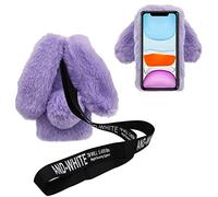 DasKAn - Carcasa para iPod Touch 5/6/7, diseño de orejas de conejo, piel sintética, con correa para el hombro, diseño de orejas de conejo, color morado