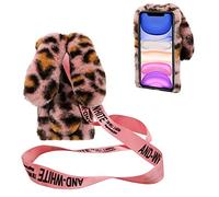 DasKAn - Carcasa para iPod Touch 5/6/7, diseño de orejas de conejo, piel sintética, con correa para el hombro, hecha a mano, brillante, suave, diseño de leopardo, color rosa