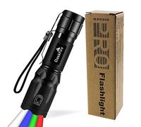 DaskFire 4 en 1 antorcha LED Super brillante 900 lúmenes. Luz rojo y verde, luz azul suave, luz multifuncional. Linterna de mano ajustable. Enfoque impermeable. Antorcha de bolsillo