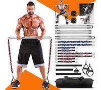 DASKING Aparato de Ejercicio Portátil para el Hogar con 8 Bandas de Resistencia, Barra de Pilates 2 en 1 Desmontable 227kg, Dispositivo de Entrenamiento de Cuerpo Entero para Gimnasio en Casa