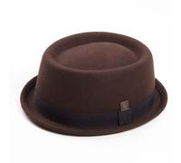 DASMARCA Lana Jack marrón Fieltro Invierno Porkpie Hat - L