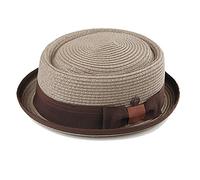 DASMARCA Telescopio Paja Rico Humo Papel Verano Trenzada Corona Retro Porkpie Hat - M